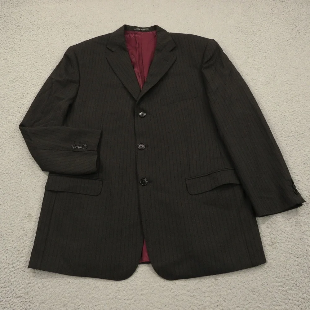 Lubiam Blazer 44R Wool Polyamide Black 3/2 Roll Pinstripe Jacket LBM 1911 Italy